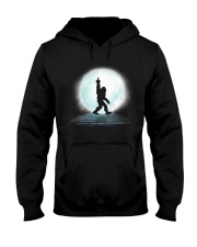 Bigfoot middle finger under moon Hooded Sweatshirt front