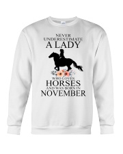 A lady who loves horses and was born in November Crewneck Sweatshirt thumbnail