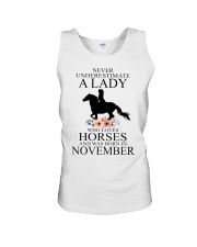 A lady who loves horses and was born in November Unisex Tank thumbnail