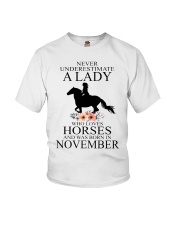 A lady who loves horses and was born in November Youth T-Shirt thumbnail