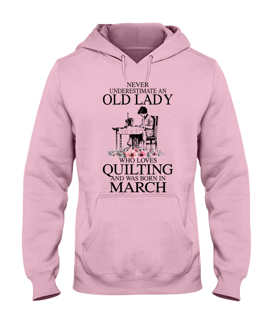 March quilting old lady Hooded Sweatshirt