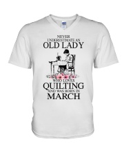 March quilting old lady V-Neck T-Shirt thumbnail