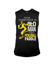 Never Underestimate Old Man with Pickleball Sleeveless Tee thumbnail