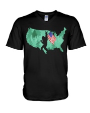 USA - Bigfoot Flag V-Neck T-Shirt thumbnail