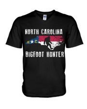 North Carolina Bigfoot Hunter Flag V-Neck T-Shirt thumbnail
