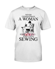 Never underestimate a woman who loves sewing Classic T-Shirt thumbnail