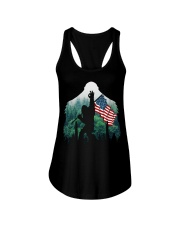 Bigfoot ok sign USA flag in the forest Ladies Flowy Tank thumbnail