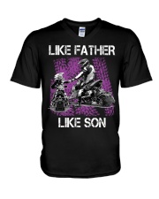 Like father like son snowmobile V-Neck T-Shirt thumbnail
