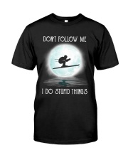 Skiing under the moon Classic T-Shirt thumbnail