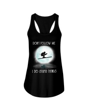 Skiing under the moon Ladies Flowy Tank thumbnail