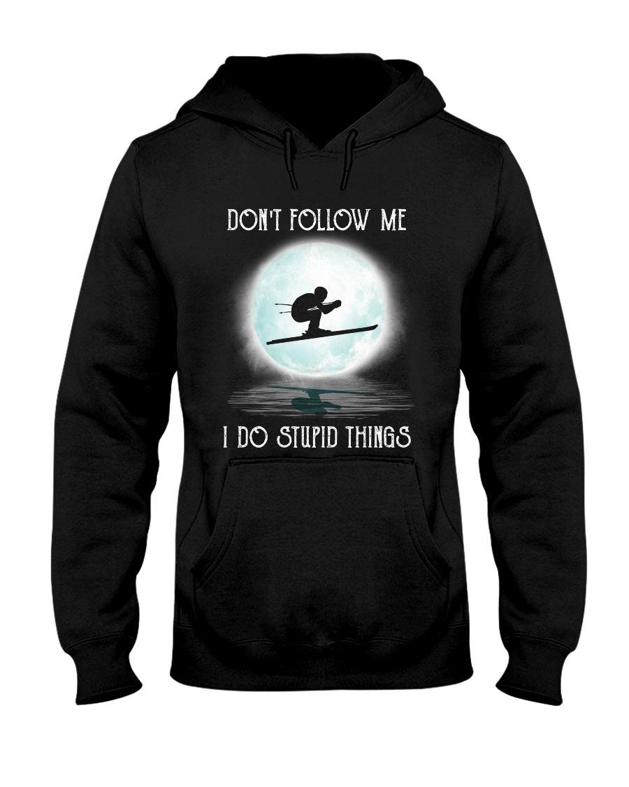 Skiing under the moon Hooded Sweatshirt