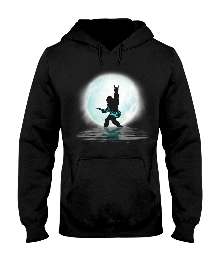 Bigfoot guitar rock and roll under the moon Hooded Sweatshirt