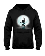 Bigfoot guitar rock and roll under the moon Hooded Sweatshirt front