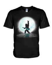 Bigfoot guitar rock and roll under the moon V-Neck T-Shirt thumbnail