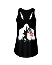 Bigfoot peace sign USA flag Ladies Flowy Tank thumbnail