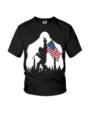 Bigfoot peace sign USA flag Youth T-Shirt thumbnail
