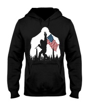 Bigfoot peace sign USA flag Hooded Sweatshirt front