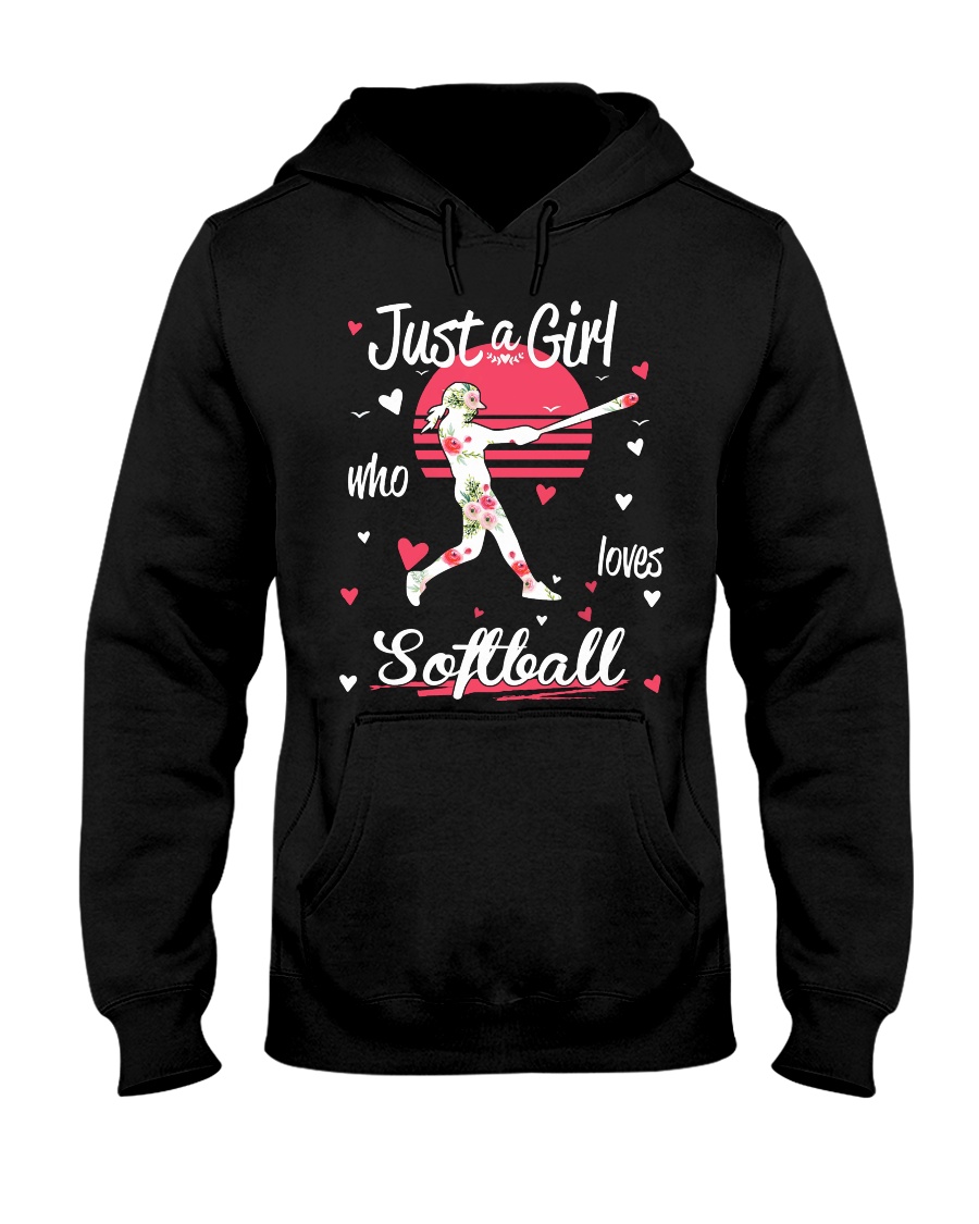 Just a girl who loves softball Hooded Sweatshirt