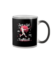 Just a girl who loves softball Color Changing Mug thumbnail