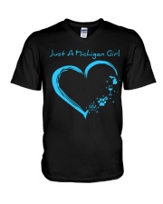 Just A Michigan Girl Blue V-Neck T-Shirt thumbnail