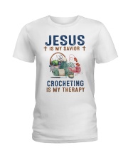 Jesus is my savior - Crocheting is my therapy Ladies T-Shirt front