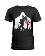 Bigfoot No1 USA flag Ladies T-Shirt thumbnail