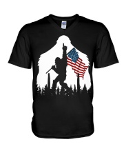 Bigfoot No1 USA flag V-Neck T-Shirt thumbnail
