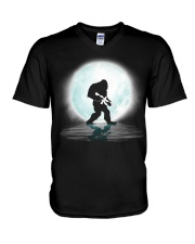 Bigfoot Gun under the moon V-Neck T-Shirt thumbnail
