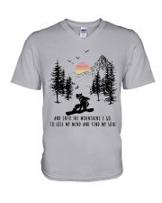 Snowboard And into the mountains I go 9997 V-Neck T-Shirt thumbnail
