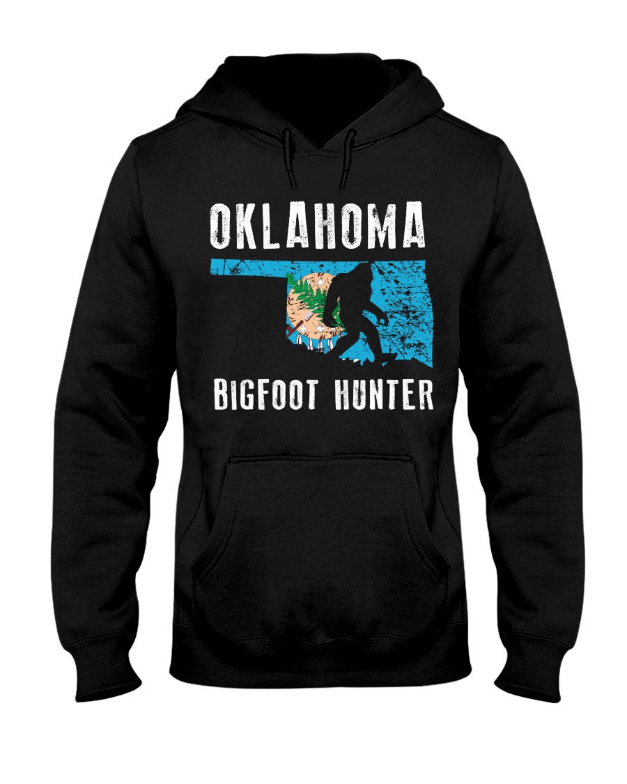 Oklahoma Bigfoot Hunter Flag Hooded Sweatshirt