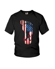 Bigfoot footprint America flag Youth T-Shirt thumbnail