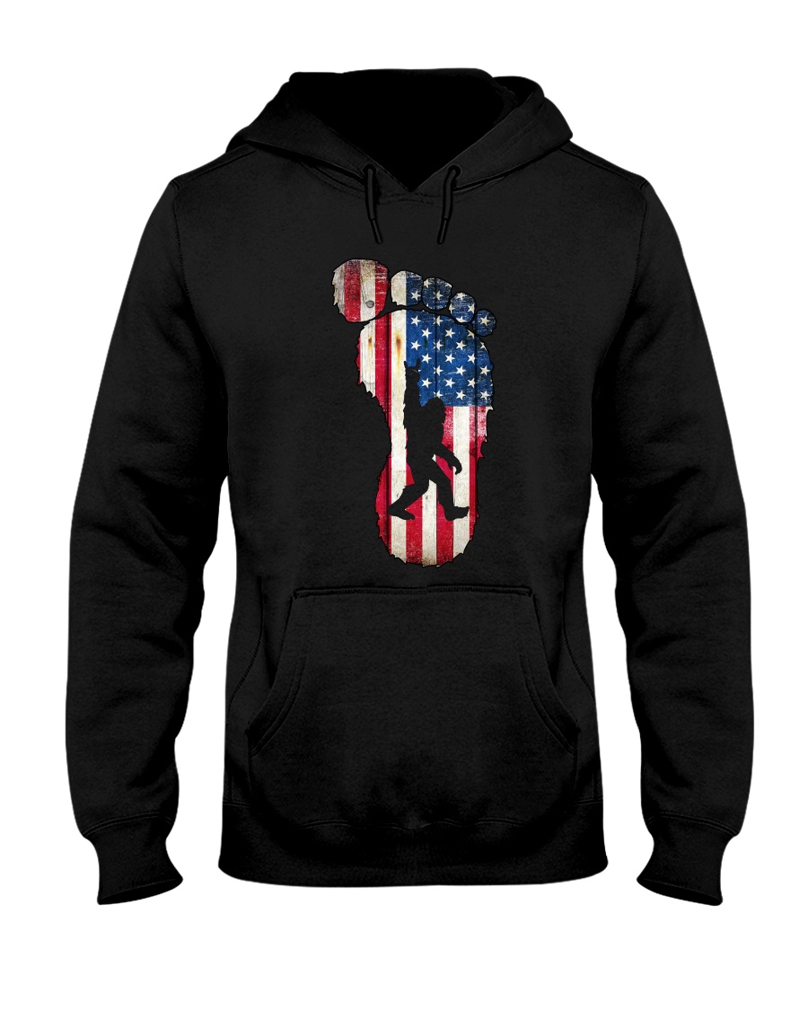 Bigfoot footprint America flag Hooded Sweatshirt