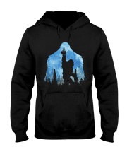 Bigfoot middle finger in the forest ver blue moon Hooded Sweatshirt front