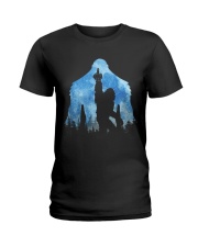 Bigfoot middle finger in the forest ver blue moon Ladies T-Shirt thumbnail