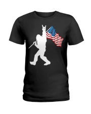 America Flag Bigfoot Ladies T-Shirt thumbnail