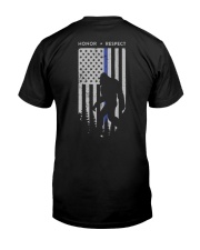 Bigfoot Thin Blue Line USA Flag Backside Classic T-Shirt back