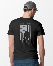 Bigfoot Thin Blue Line USA Flag Backside Classic T-Shirt lifestyle-mens-crewneck-back-6