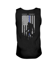 Bigfoot Thin Blue Line USA Flag Backside Unisex Tank thumbnail