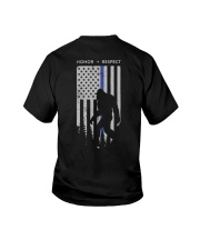 Bigfoot Thin Blue Line USA Flag Backside Youth T-Shirt thumbnail