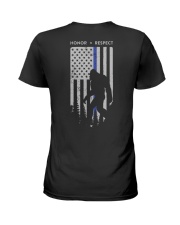 Bigfoot Thin Blue Line USA Flag Backside Ladies T-Shirt thumbnail