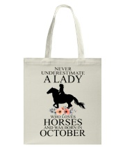 A lady who loves horses and was born in october Tote Bag thumbnail