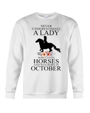A lady who loves horses and was born in october Crewneck Sweatshirt thumbnail