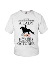 A lady who loves horses and was born in october Youth T-Shirt thumbnail