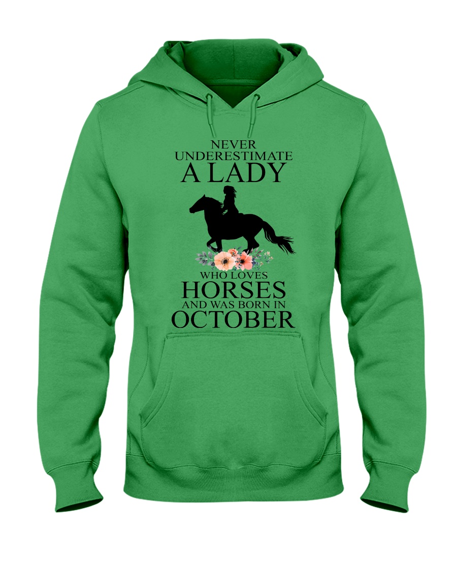 A lady who loves horses and was born in october Hooded Sweatshirt