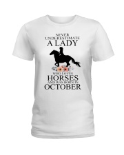 A lady who loves horses and was born in october Ladies T-Shirt thumbnail