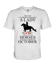 A lady who loves horses and was born in october V-Neck T-Shirt thumbnail