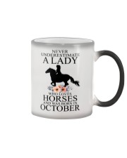 A lady who loves horses and was born in october Color Changing Mug thumbnail