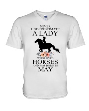 A lady who loves horses and was born in May V-Neck T-Shirt thumbnail