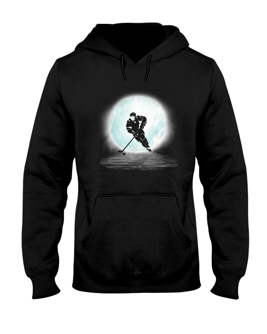 Playing hockey under the moon Hooded Sweatshirt
