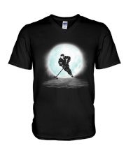 Playing hockey under the moon V-Neck T-Shirt thumbnail